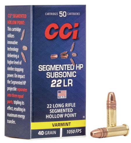 CCI Segmented HP Subsonic .22 Long Rifle 40 grain Hollow Point Subsonic ammunition