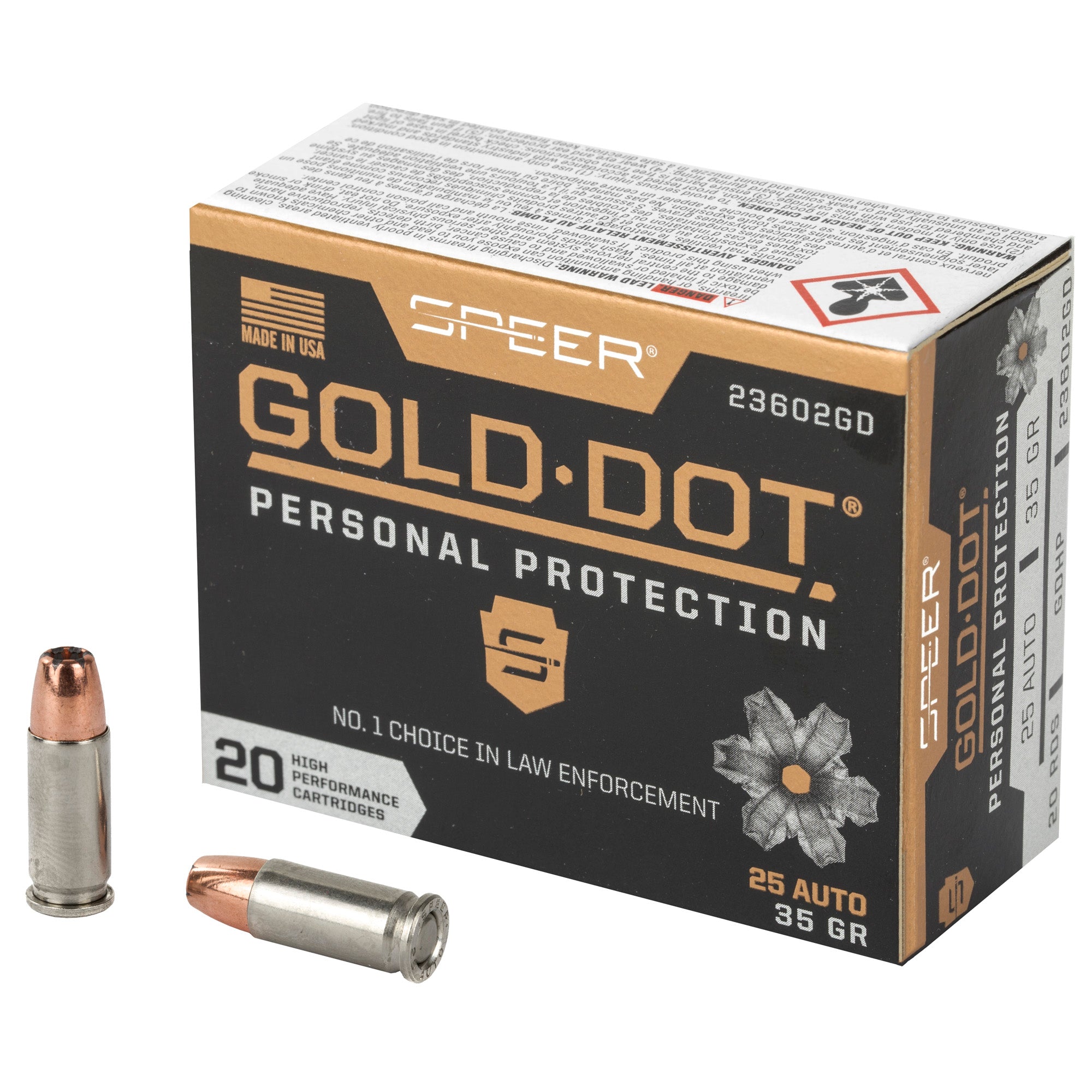 Speer Gold Dot Personal Protection Hollow Point 35 Grain .25 ACP 900 fps