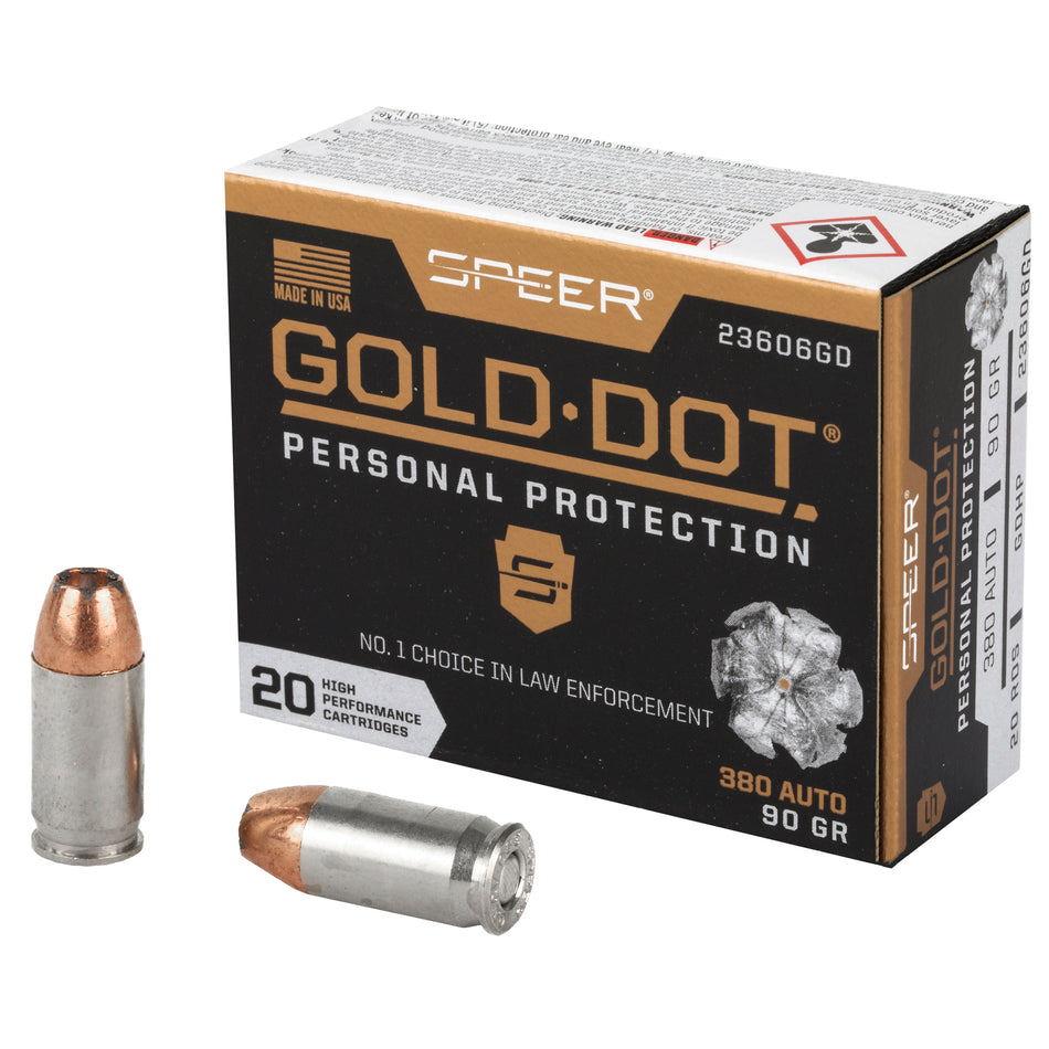 Speer Gold Dot Personal Protection Hollow Point 90 Grain .380 ACP/Auto 1040 fps