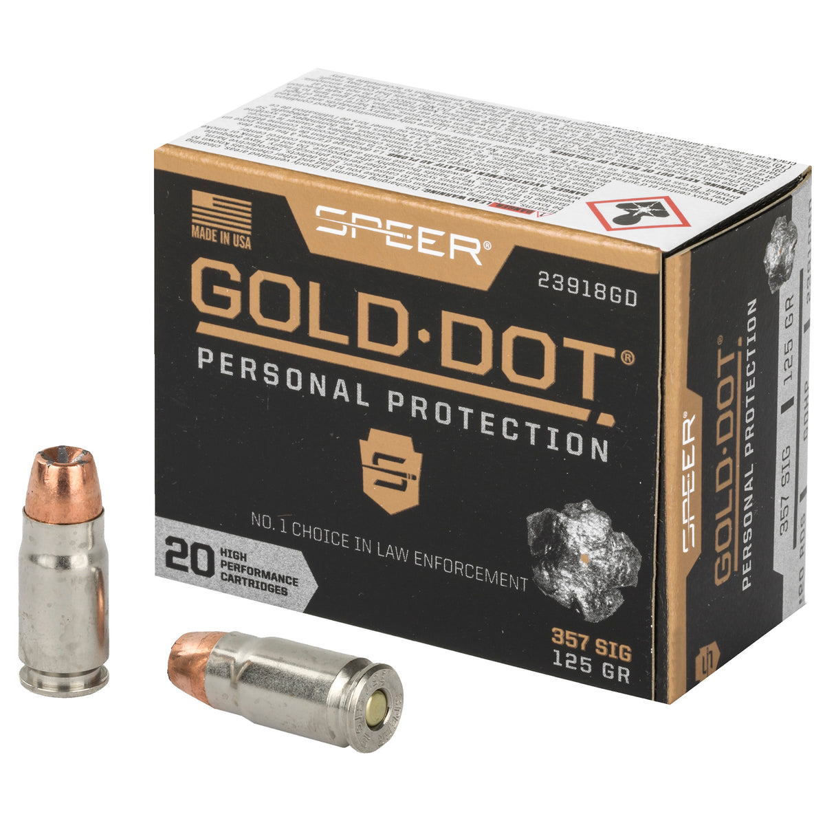 Speer Gold Dot Personal Protection .357 Sig 125 grain Hollow Point ammunition