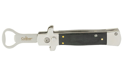 Caliber Gourmet Push-Button Switchblade Bottle Opener, Silver and Black CBG-BF-1024