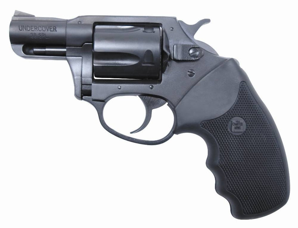 Charter Arms 13820 Undercover Lite Small 38 Special, 5 Shot 2" Black Stainless Steel Barrel & Cylinder, Black Passivate Aluminum Frame w/Black Finger Grooved Rubber Grip, Exposed Hammer