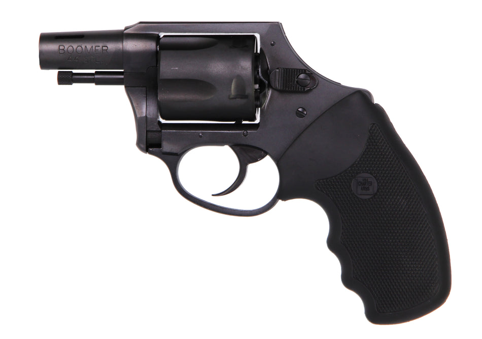 Charter Arms 64429 Boomer Large 44 Special, 5 Shot 2" Black Nitride Ported/Tapered Steel Barrel, Black Nitride Cylinder & Frame w/Black Finger Grooved Rubber Grip