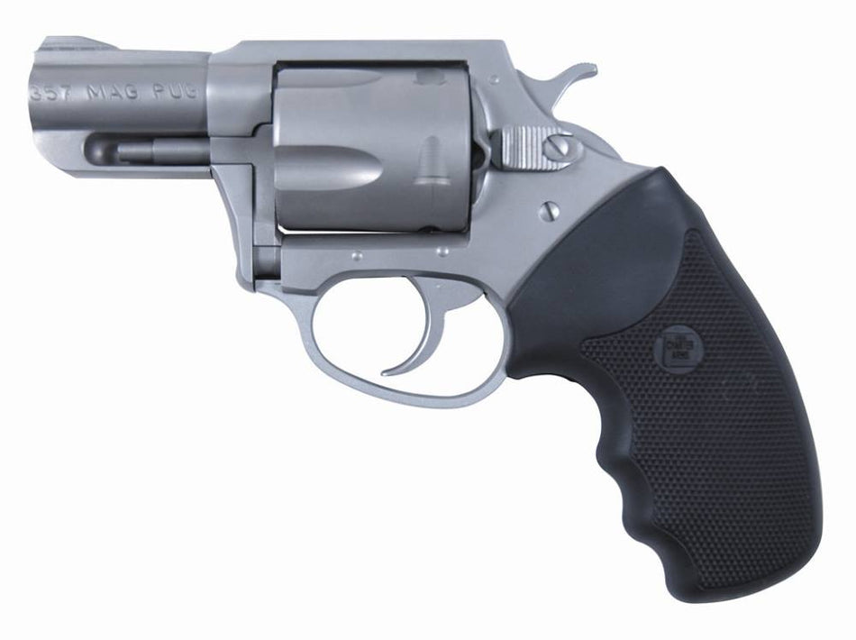 Charter Arms 73520 Mag Pug Large 357 Mag, 5 Shot 2.20" Matte Stainless Steel Ported Barrel, Matte Stainless Steel Cylinder & Frame w/Black Finger Grooved Rubber Grip