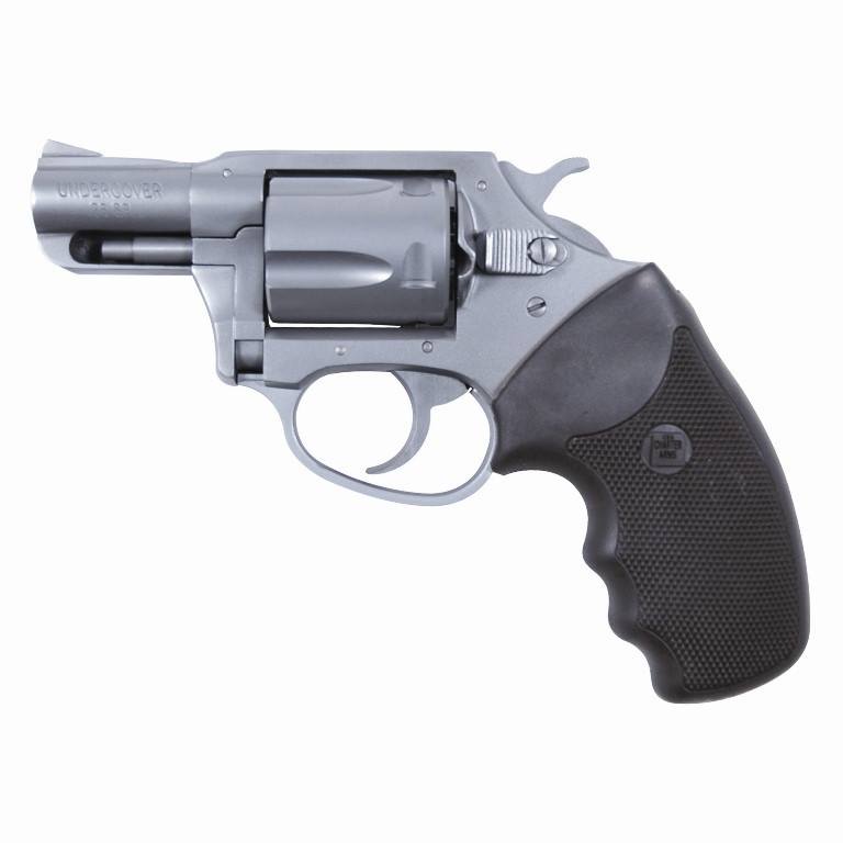 Charter Arms 73820 Undercover Small 38 Special, 5 Shot 2" Matte Stainless Steel Barrel & Cylinder, Aluminum Frame w/Black Finger Grooved Rubber Grip, Exposed Hammer