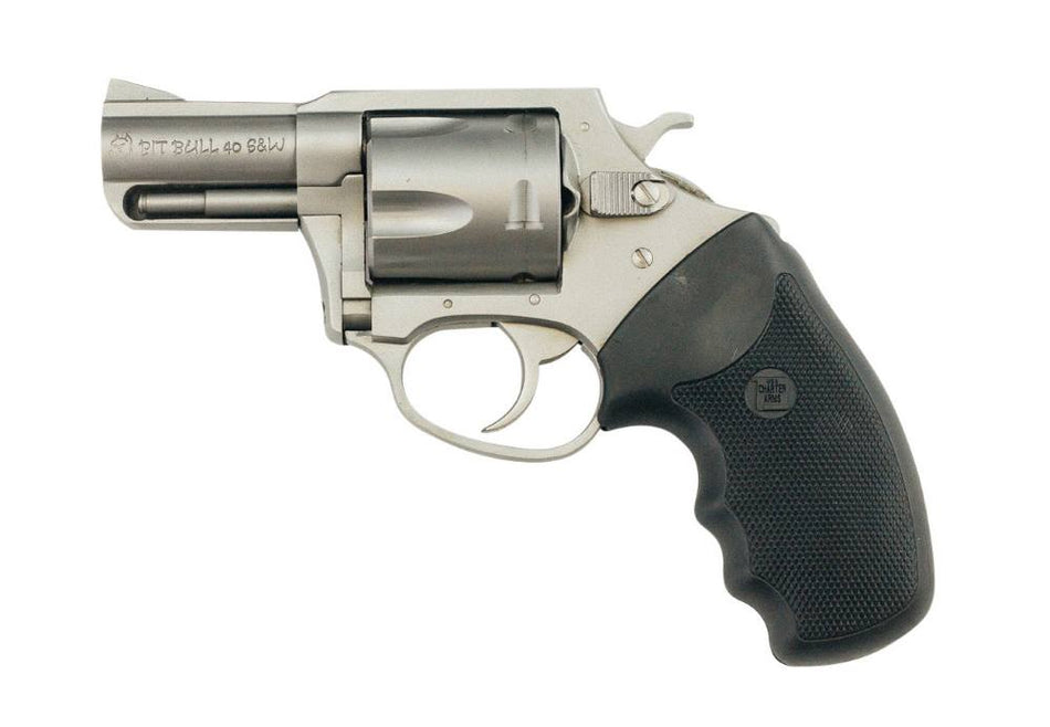 Charter Arms 74020 Pitbull Large 40 S&W 5 Shot 2.30" Matte Stainless Steel Barrel, Cylinder & Frame w/Black Finger Grooved Rubber Grip