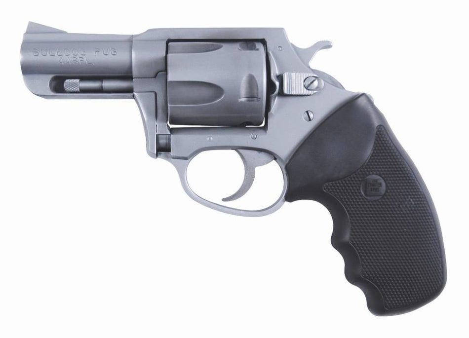 Charter Arms 74420 Bulldog Large 44 Special, 5 Shot 2.50" High Polished Stainless Steel Barrel, Cylinder & Frame w/Black Finger Grooved Rubber Grip