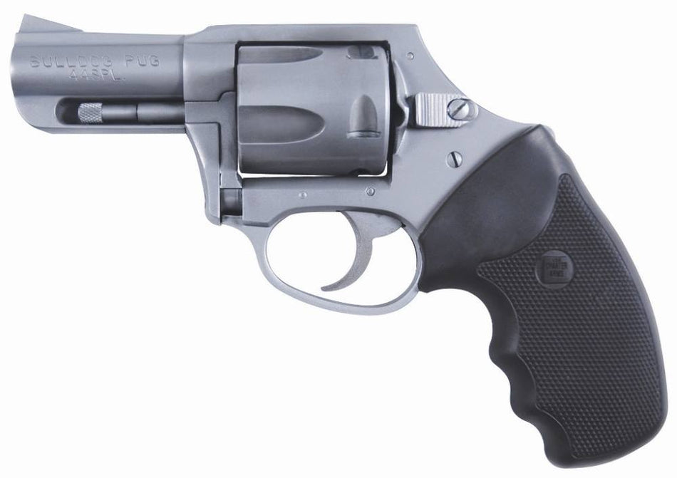 Charter Arms 74421 Bulldog Large 44 Special, 5 Shot 2.50" Matte Stainless Steel Barrel, Cylinder & Frame w/Black Finger Grooved Rubber Grip