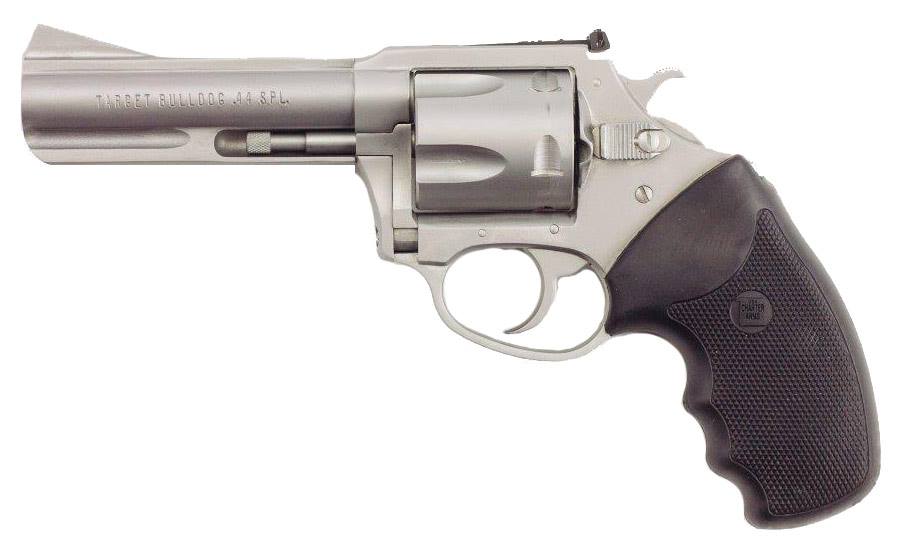 Charter Arms 74442 Bulldog Target Large 44 Special, 5 Shot 4.20" Matte Stainless Steel Barrel, Cylinder & Frame w/Black Finger Grooved Rubber Grip