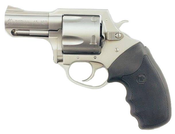 Charter Arms 74520 Pitbull 45 ACP 5rd, 2.50" Matte Stainless Steel Barrel, Cylinder & Frame, Standard Hammer, Finger Grooved Black Rubber Grip