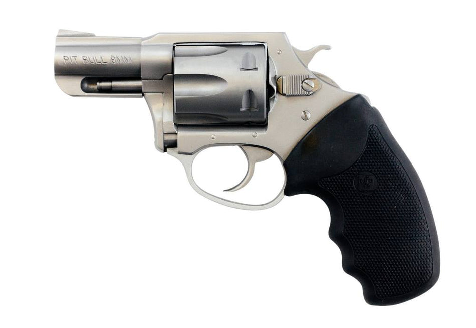 Charter Arms 79920 Pitbull Large 9mm Luger, 5 Shot 2.20" Matte Stainless Steel Barrel, Cylinder & Frame w/Black Finger Grooved Rubber Grip