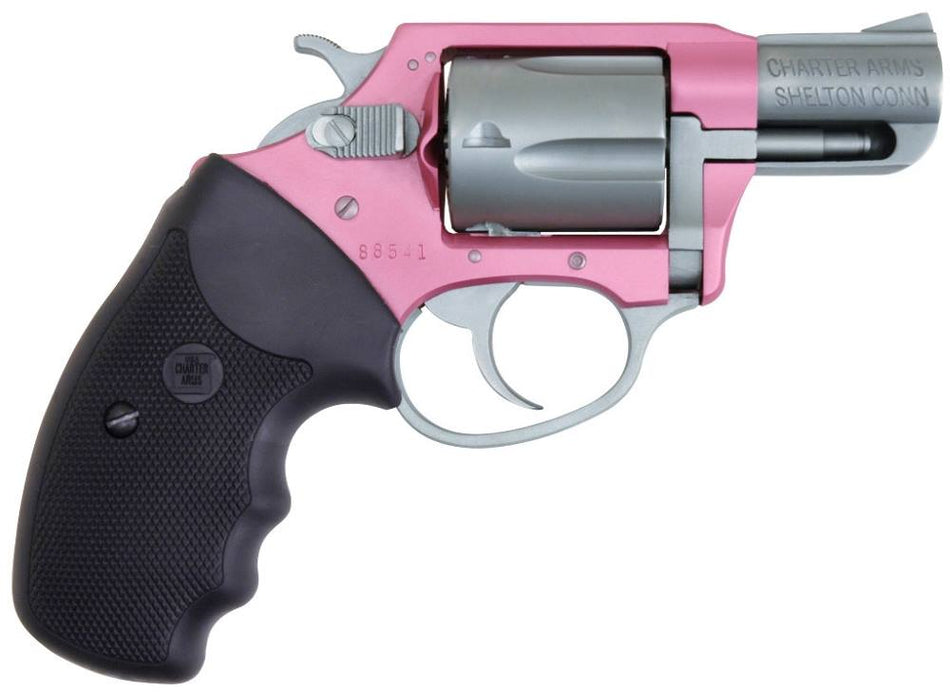 Charter Arms 93830 Undercover Southpaw 38 Special, 5 Shot 2" Matte Stainless Steel Barrel & Cylinder, Pink Aluminum Frame w/Black Finger Grooved Rubber Grip, Exposed Hammer