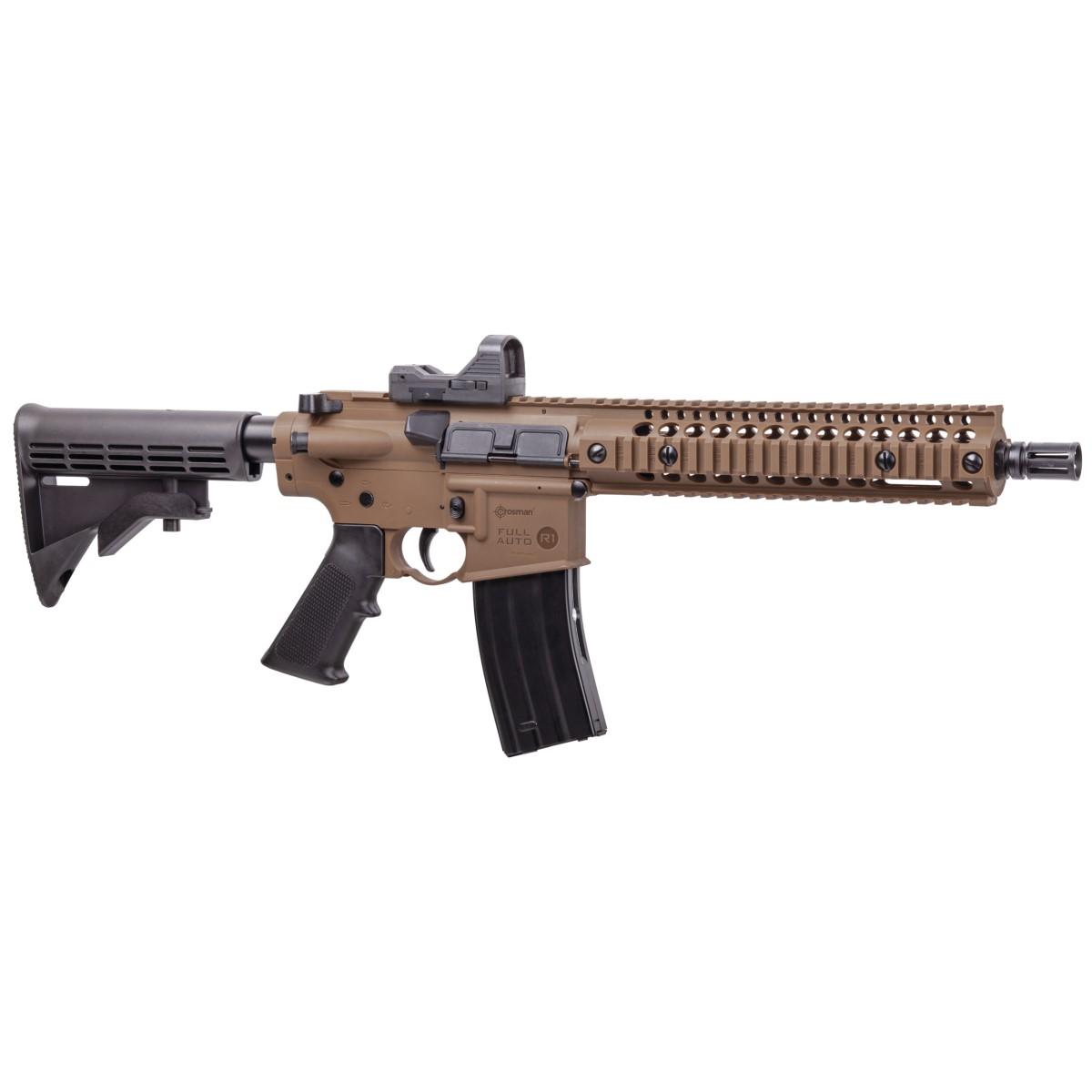 Crosman Full Auto R1 CO2-Powered BB Air Rifle Dark Earth 25-Round Magazine with Red Dot
