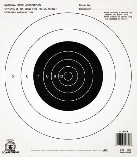 Champion NRA B-16 25-Yard Slow Fire Paper Pistol Targets 12 Per Pack