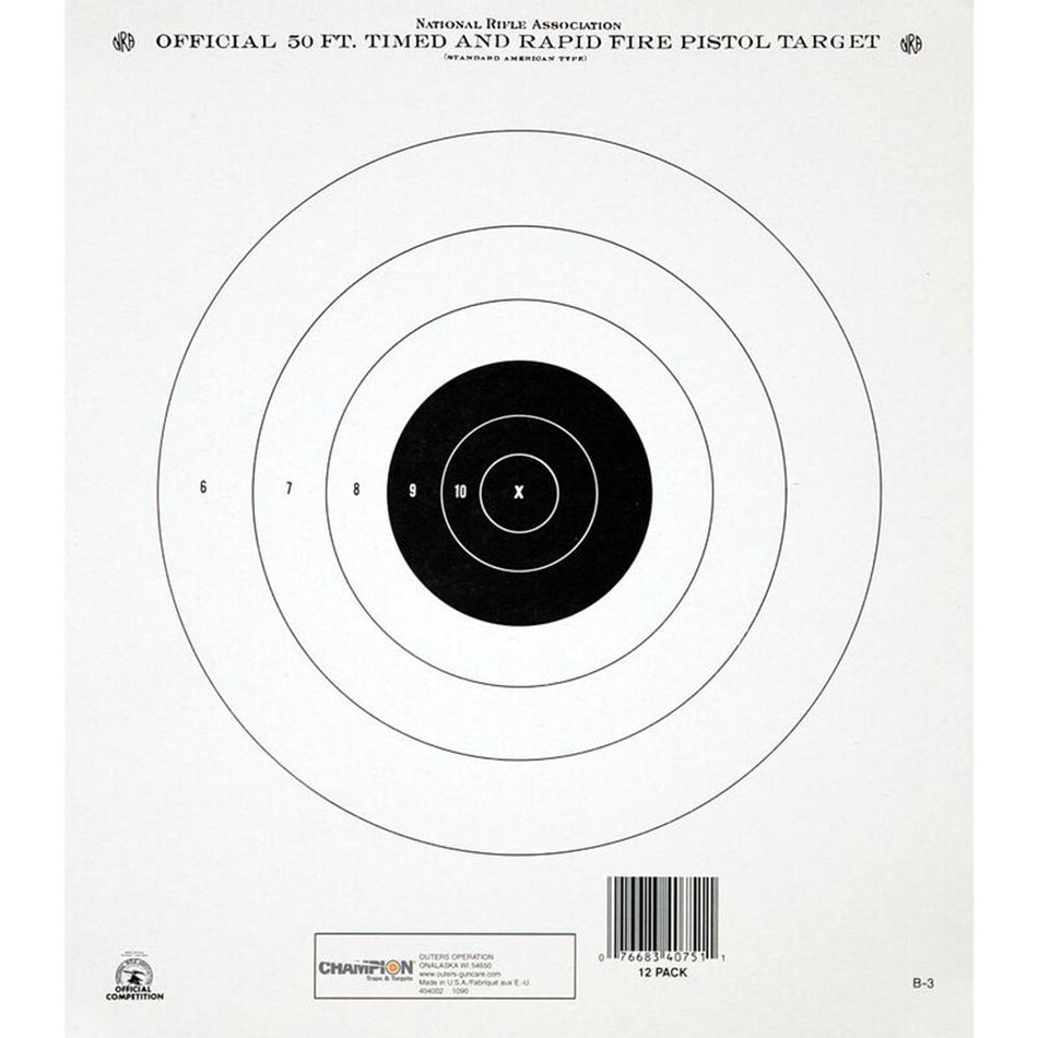 Champion Paper Shooting Targets GB-2 Timed/Rapid Fire 50 Yd 12ct