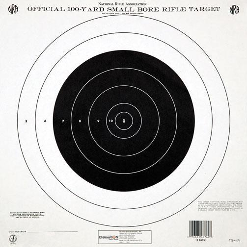 Champion NRA GTQ-4(P) 100 Yard Small Bore Rifle Single Bull Paper Targets 12/ct