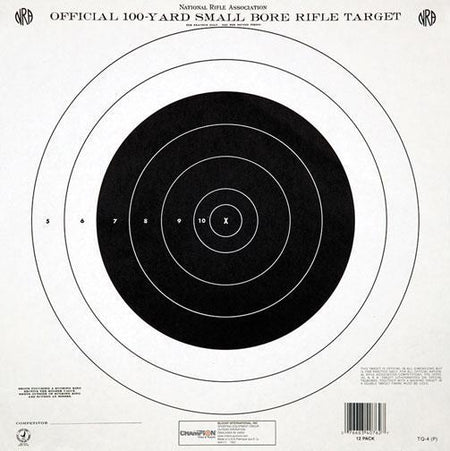 Champion NRA GTQ-4(P) 100 Yard Small Bore Rifle Single Bull Paper Targets 12/ct