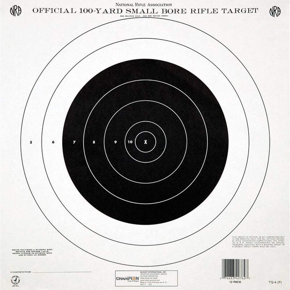 Champion Official NRA TQ-4(P) 100-Yard Small Bore Rifle Targets Pack of 100