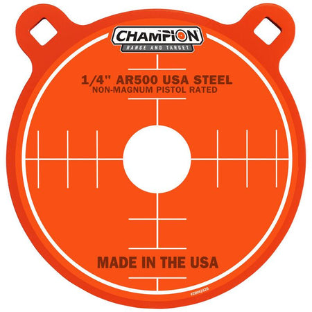 Champion Center Mass AR500 Pistol Gong Target 8" Steel Orange