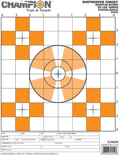 Champion Shotkeeper Small Sight-In Orange Targets 12-Count Pack