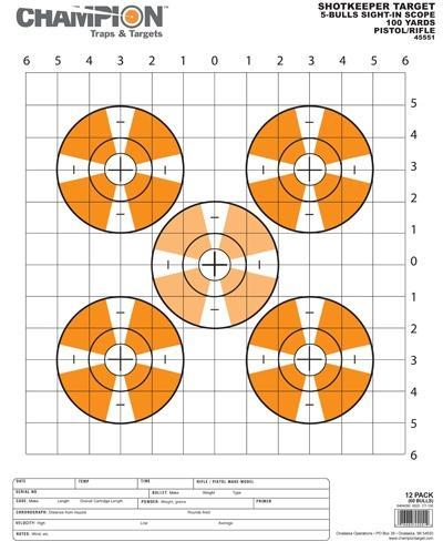 Champion ShotKeeper Large Format Sight-In Targets 12 Pack