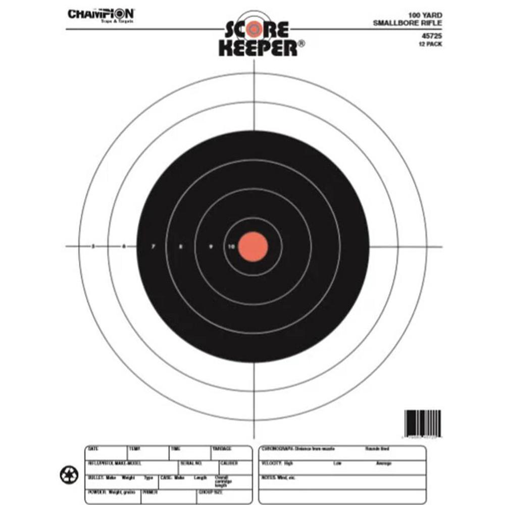 Champion Fluorescent Orange Scorekeeper Bullseye Paper Targets 100yd Small Bore 12 Count