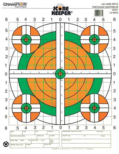 Champion Scorekeeper Fluorescent Orange & Green Rifle Targets 100yd - 100/ct
