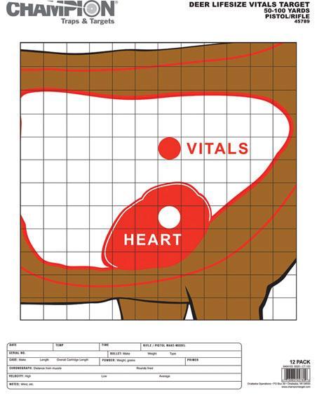 Champion Deer Vitals Animal Shooting Targets Paper 12 Pack