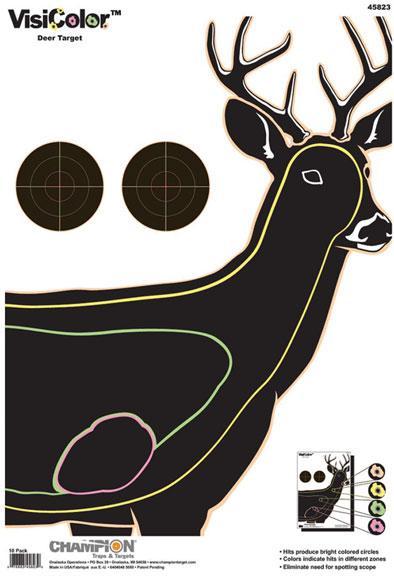 Champion VisiColor High-Vis Deer Targets 13" x 18" 10/Pack - Sight-In Option