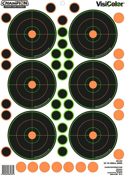 25 YD Small Bore 5PK Shooting Targets with 90 Pasters