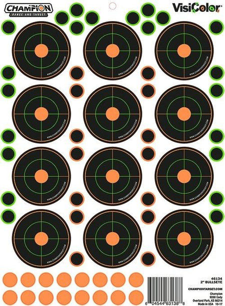 2" Bulls Eye 5PK Range Targets with 60 Pasters