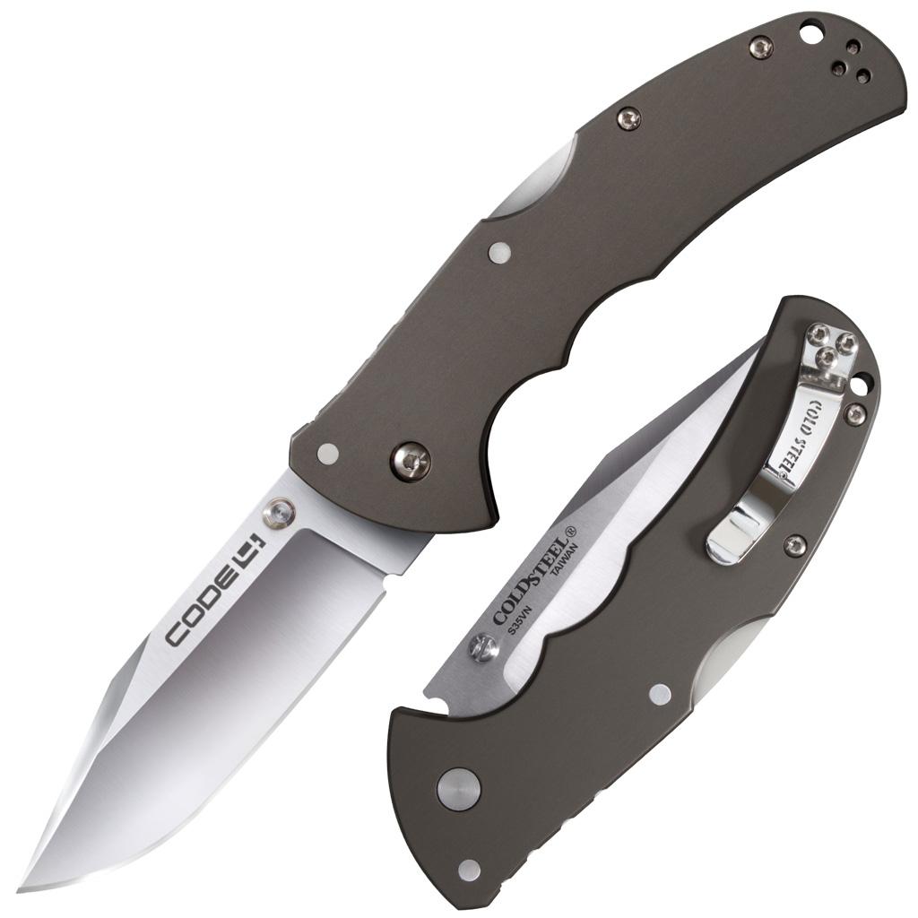 Cold Steel Code-4 Clip Point Pocket Knife 3.5" Satin S35VN Blade with Aluminum Handle