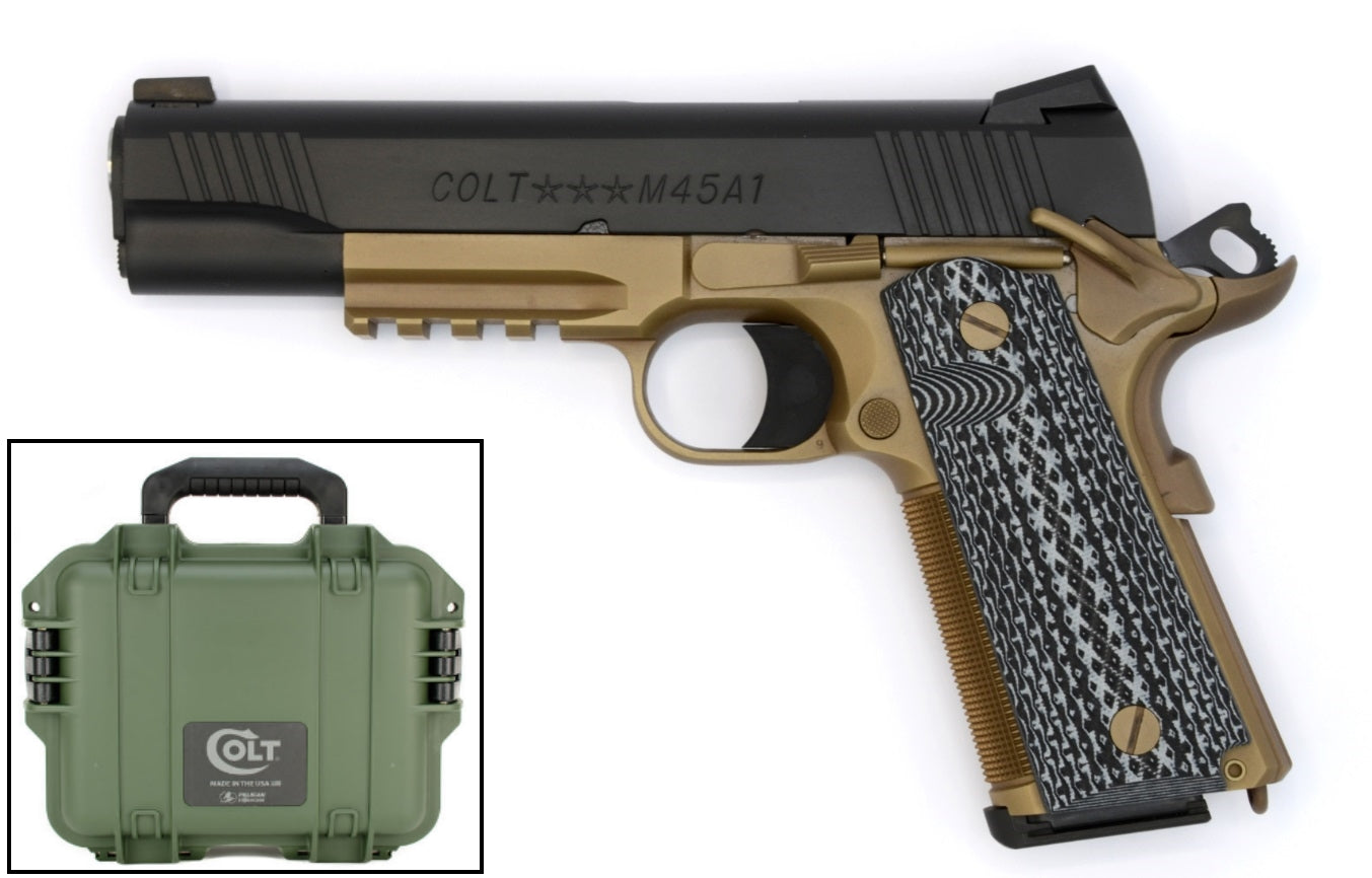 Colt Mfg O1070CQBFB Custom CQB 45 ACP 8+1 5" Stainless National Match Barrel, Black Serrated Carbon Steel Slide, Flat Dark Earth Steel Frame w/Picatinny Rail, Black G10 Grip, Ambidextrous