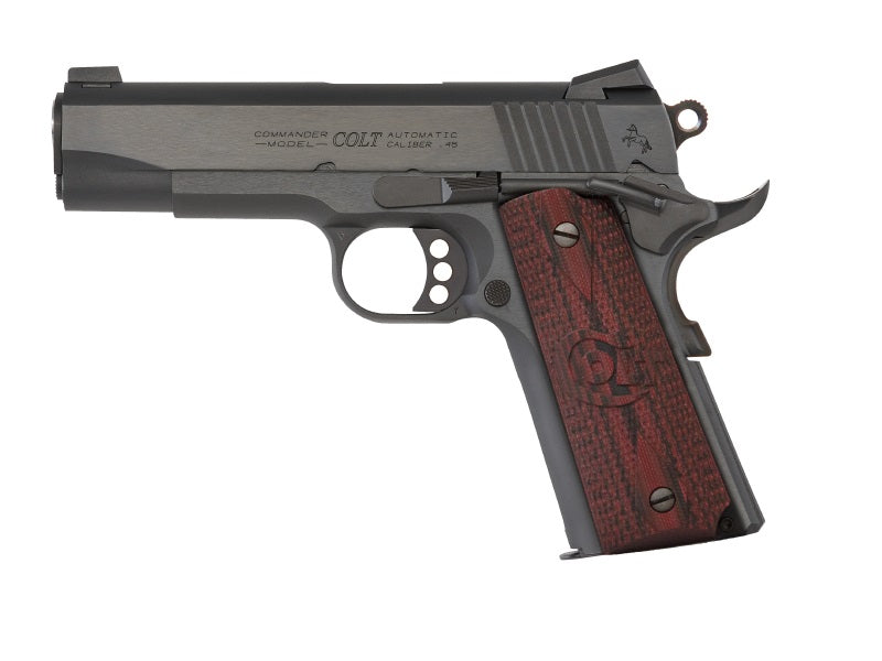 Colt Mfg O4940XE Commander Combat 45 ACP 8+1 4.25" Black Steel Barrel, Blued Serrated Slide & Carbon Steel Frame w/Beavertail, Black Cherry Checkered G10 Grips, Ambidextrous
