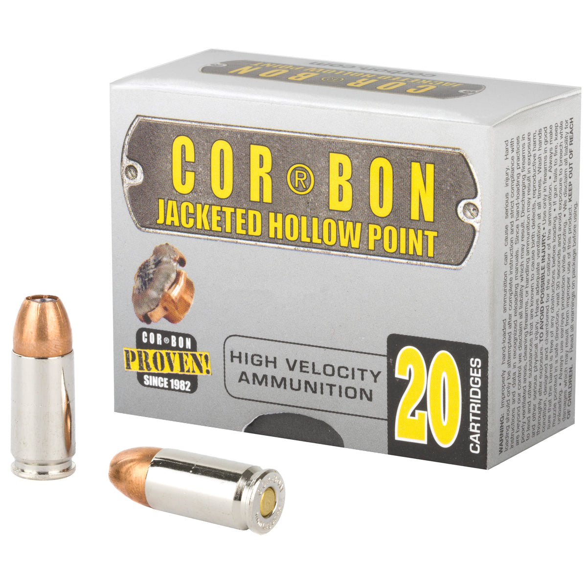 Cor-Bon Self Defense +P Jacketed Hollow Point 125 Grain 9mm Luger/Parabellum 1250 FPS