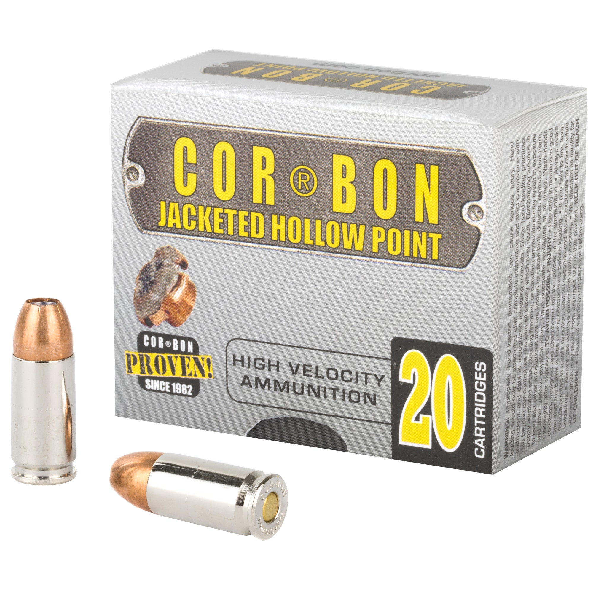 Cor-Bon Self Defense +P Jacketed Hollow Point 125 Grain 9mm Luger/Parabellum 1250 FPS