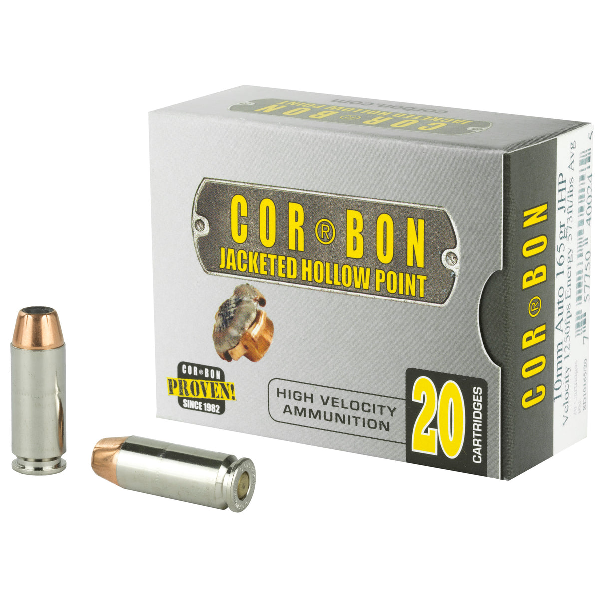 Cor-Bon Self Defense 10mm Auto 165 grain Jacketed Hollow Point ammunition