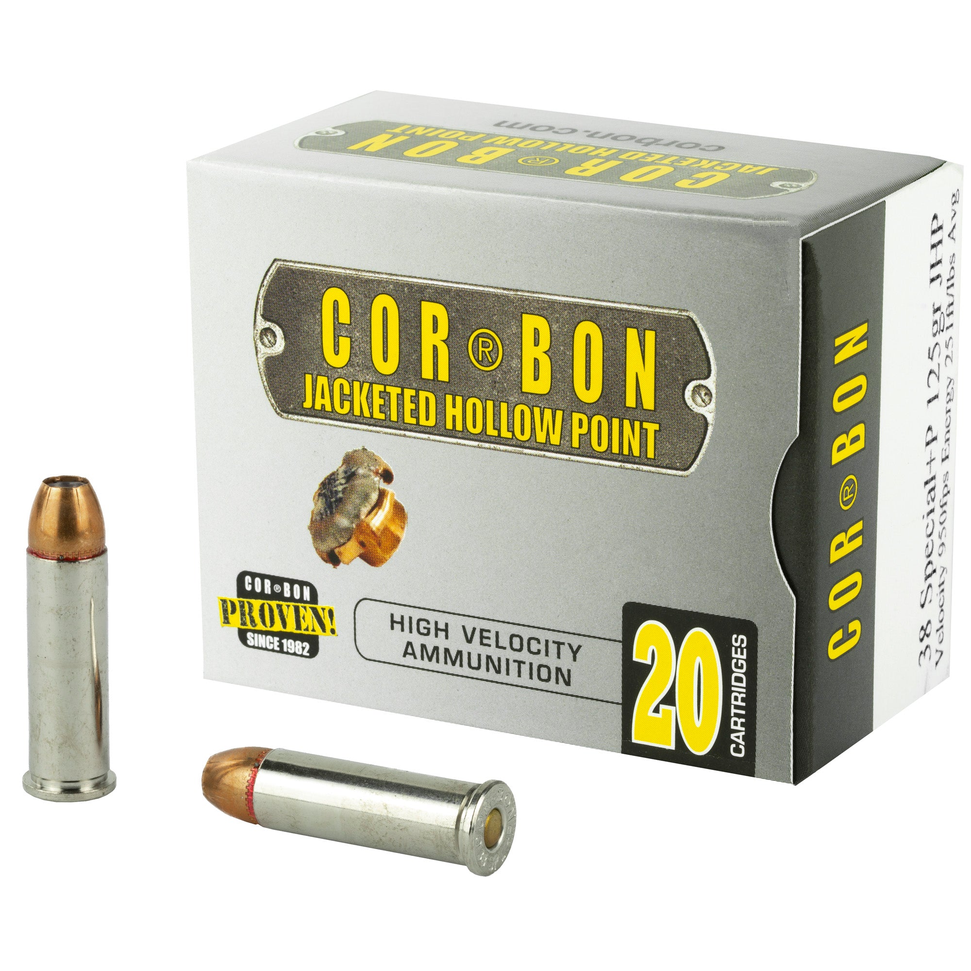 Cor-Bon Self Defense +P Jacketed Hollow Point 125 Grain .38 Special 950 FPS