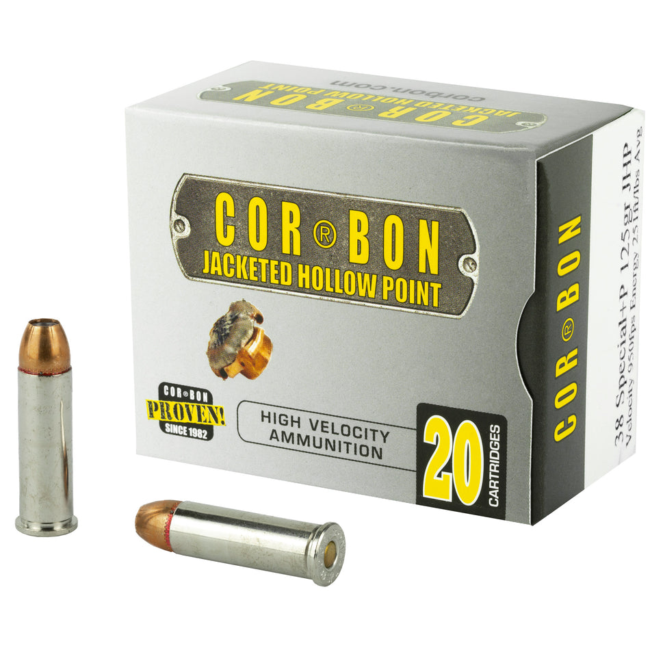 Cor-Bon Self Defense +P Jacketed Hollow Point 125 Grain .38 Special 950 FPS