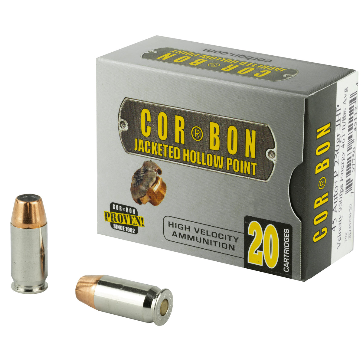 Cor-Bon Self Defense +P Jacketed Hollow Point 230 Grain .45 ACP/Auto 950 FPS
