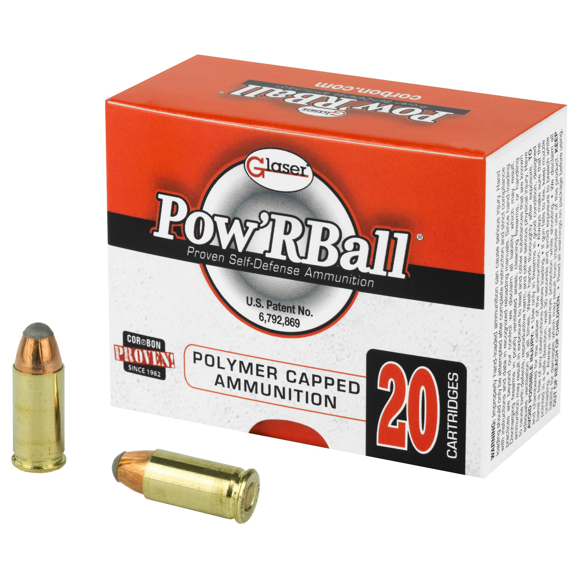 Cor-Bon Glaser Pow'rBall .32 ACP 55 grain Jacketed Hollow Point ammunition