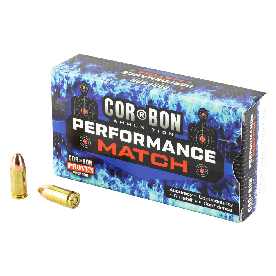 Cor-Bon Performance Match 9mm Luger / Parabellum 147 grain Full Metal Jacket ammunition