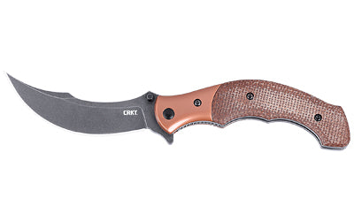 CRKT Ritual Compact Folding Knife 3.33" 12C27 Stonewash Liner Lock IKBS Bearings Brown Micarta Handle 7465