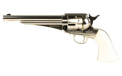 Crosman 1875 CO2 Air Pistol, .177 Cal Dual Ammo, 6-Round Capacity, Silver, White Grips