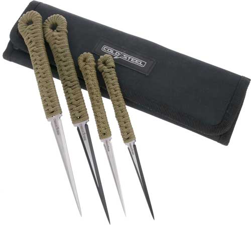 Cold Steel Throwing Spikes 2x 2.5" and 2x 3.5" with Included Sheath