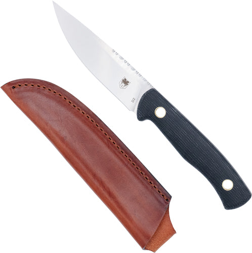 CobraTec Koonsman Black D2 Steel 4" Fixed Blade Knife & Leather Sheath