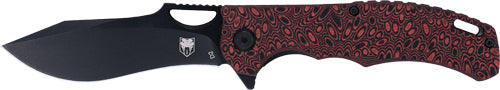CobraTec Nighthawk Red G-10 Folding Knife 3.62" Black D2 Steel Blade