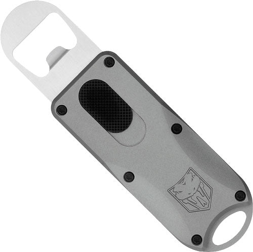 CobraTec OTF Bottle Opener 4.62" Grey Finish with Lanyard Loop Attachment