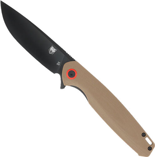 CobraTec Rath Brown Folder Knife 3.5" Black D2 Steel Blade