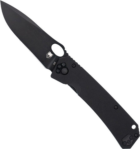 CobraTec Raven Black D2 Folder Knife 3.25" Blade with Lanyard Hole